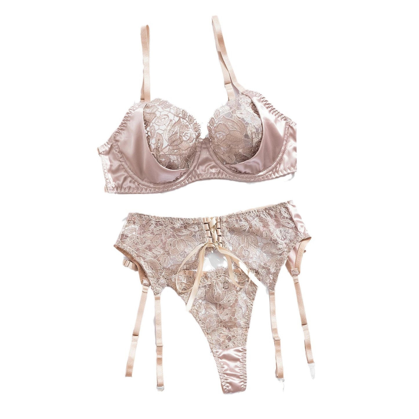 Jarretière de lingerie sexy avec broderie de fleurs à couture de ruban