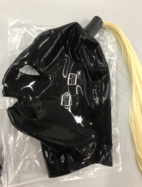 Natural Latex Headgear With Braids And Holes