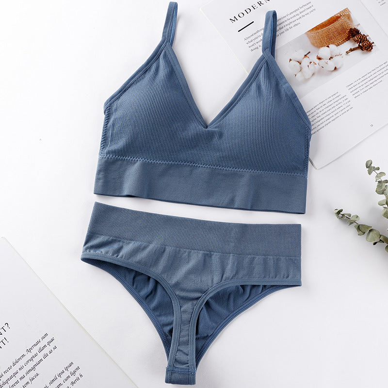 Conjunto de sujetador y braguitas para mujer, conjunto de Sujetador deportivo con realce, Tanga Sexy sin costuras, sujetador para actividad, Tanga, lencería, Top corto de Fitness, ropa interior
