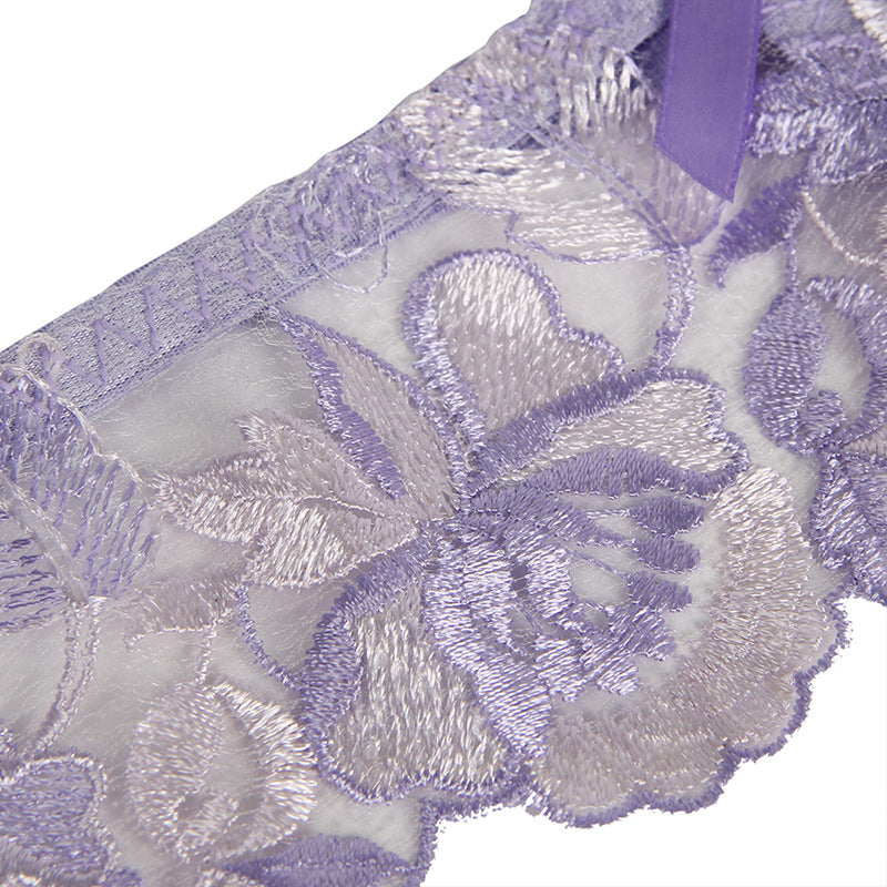 Ensemble soutien-gorge jarretière transparent en dentelle