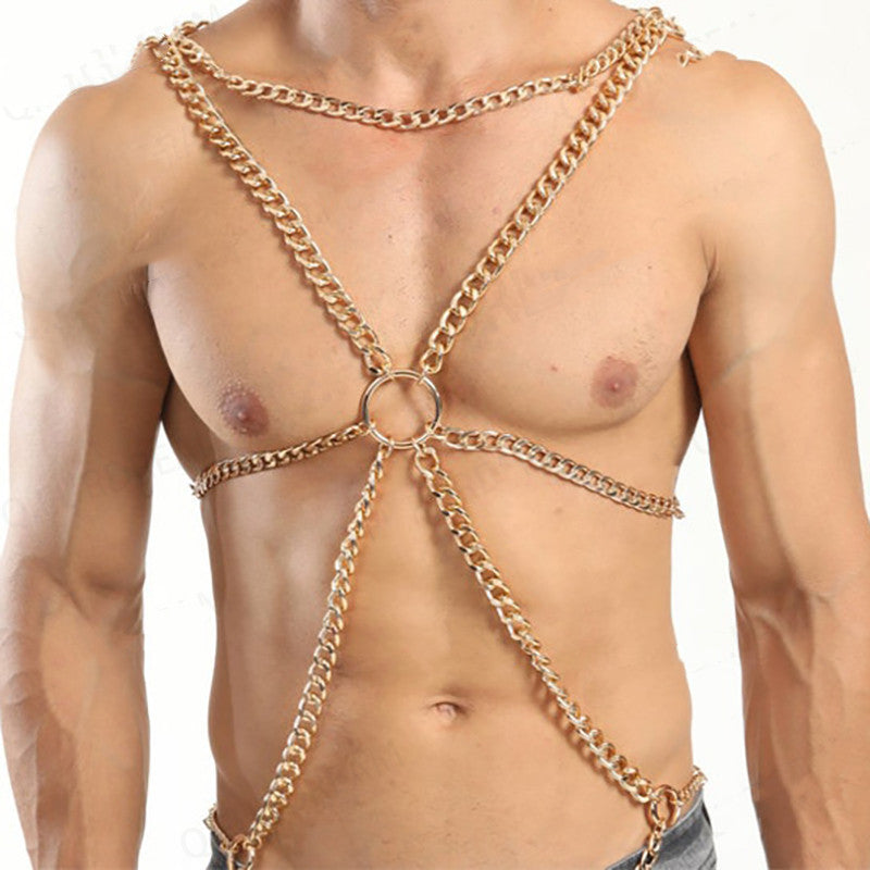 Chest Chain Metal Ring Charm Men