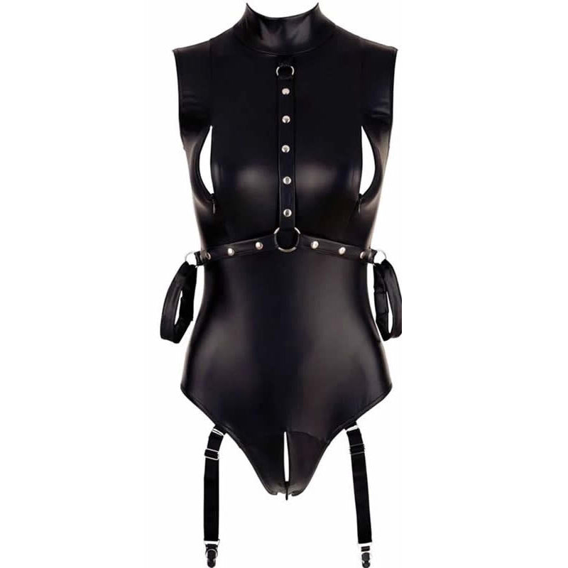 High Elastic Patent Leather Crotch One Piece Lingerie