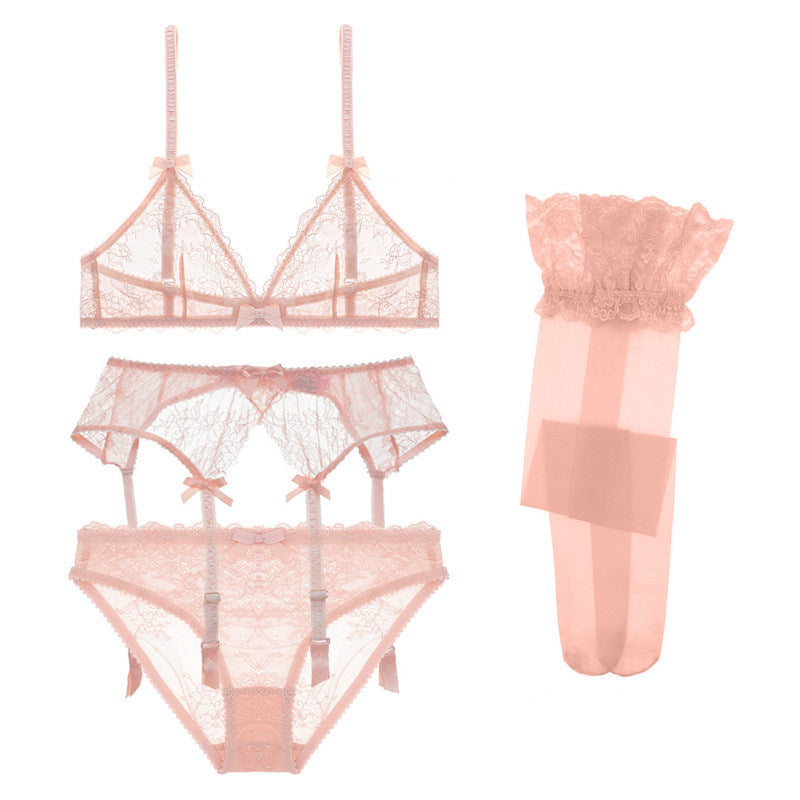 Conjunto de lencería con copa triangular francesa para mujer