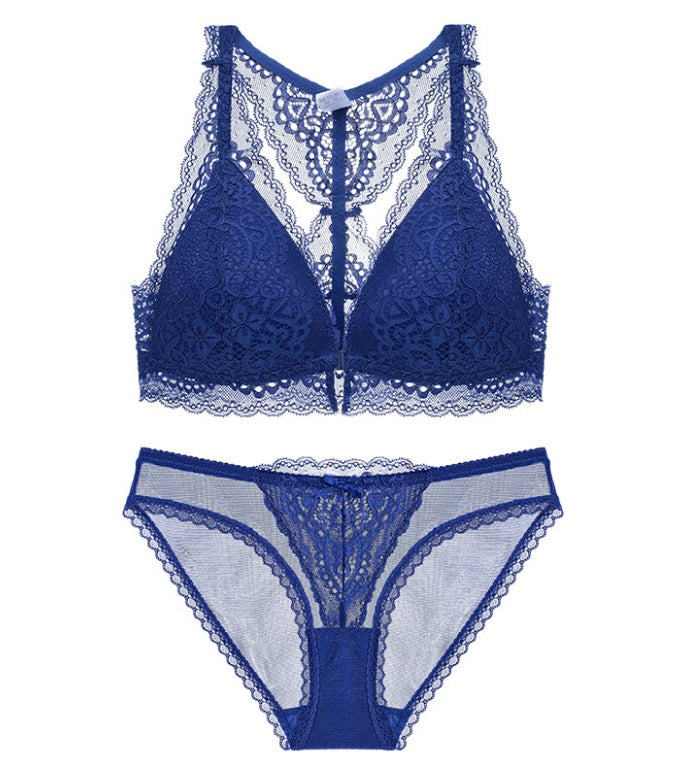 Ensemble de soutien-gorge confortable et respirant sans anneau, sexy en dentelle avec boutons sur le devant