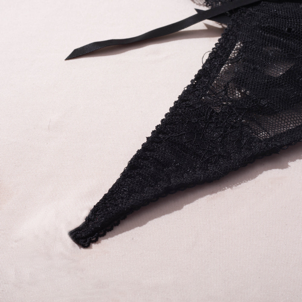 Black Sexy Two Piece Suit Lace Up Steel Ring Cross Sexy Lingerie Body Shaping Two Piece Suits