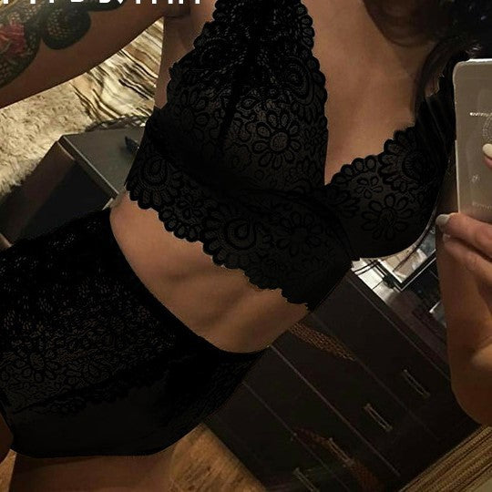 Ensemble de sous-vêtements deux pièces fendus en fil de soie, sexy, Europe et états-unis