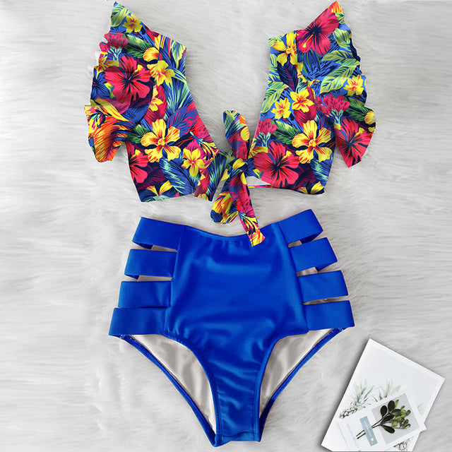Ensemble bikini sexy 2 pièces taille haute