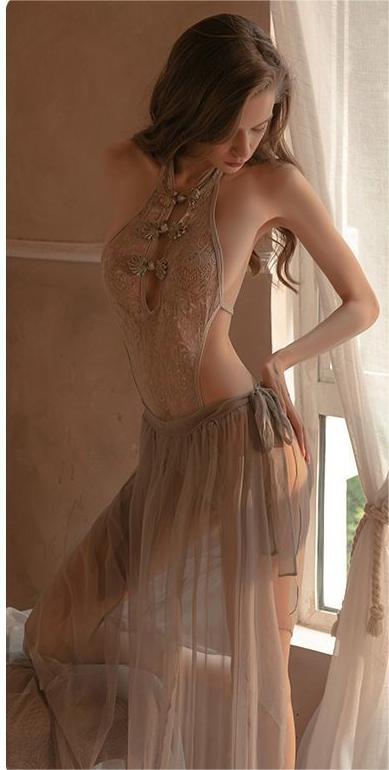 Cheongsam Passion Sexy Sleepwear Seduction Braces Backless Sexy Nightdress