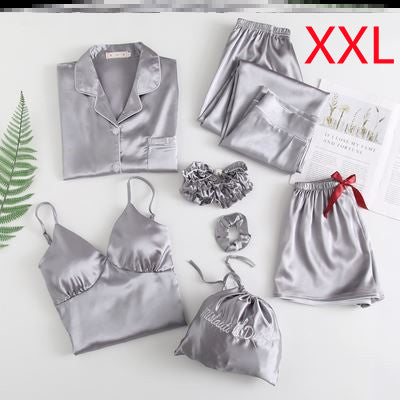 Ensemble sexy sept pièces en soie glacée