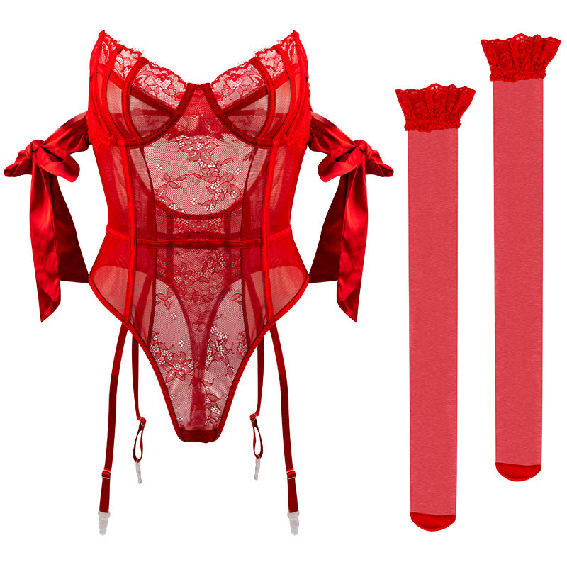 Popular Body Shaping Mono Correa Arco Ahuecado Recorte Espalda descubierta Perspectiva Encaje Sexy Body Shaping