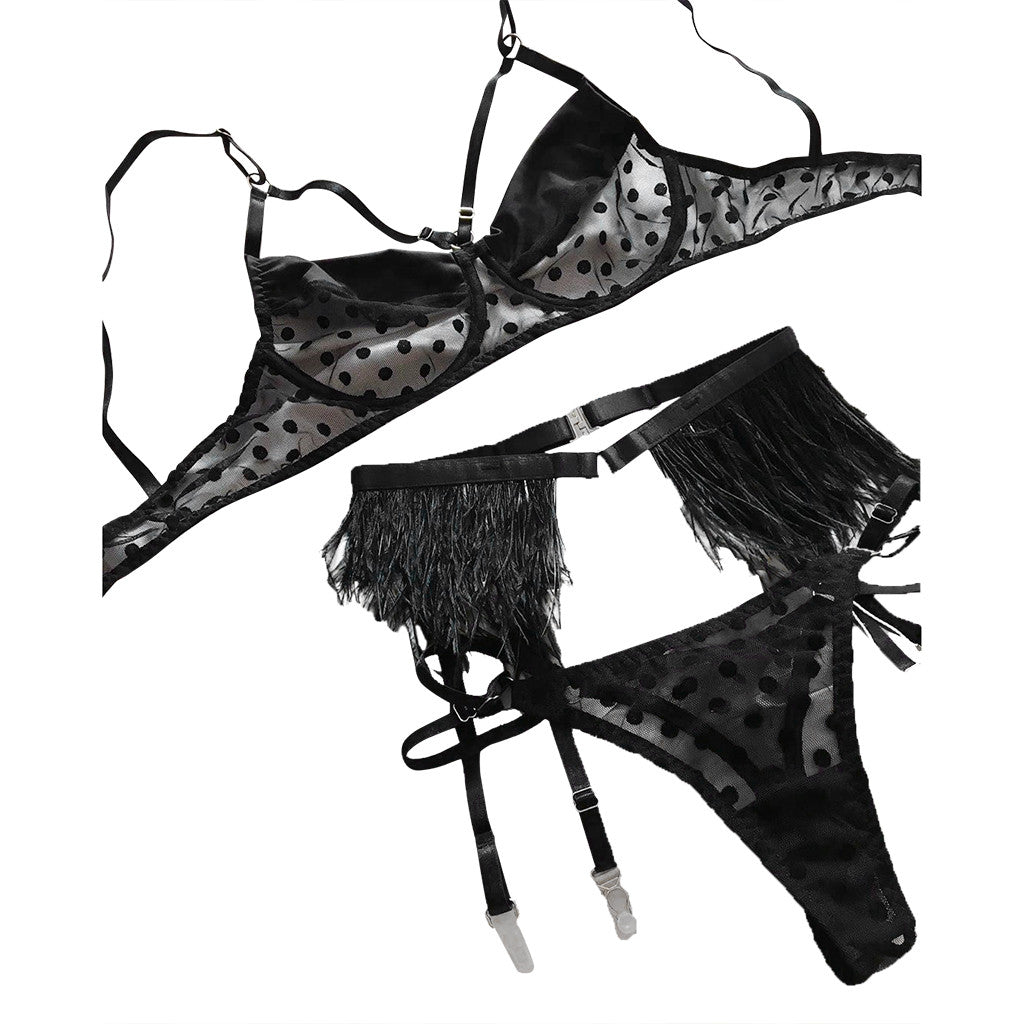 Lingerie sexy en maille à pois
