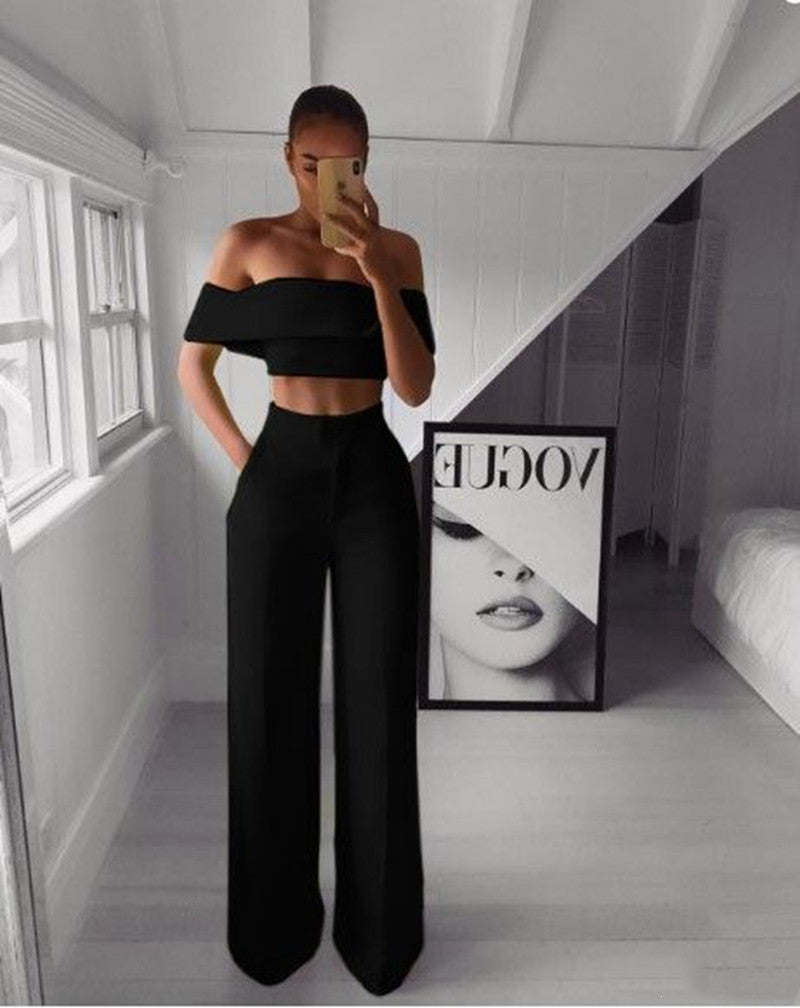 Ensemble deux pièces haut et pantalon sexy pour femme