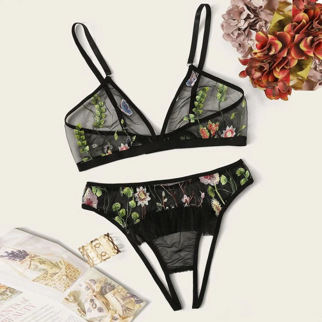 Sexy Sexy Lingerie Sexy Temptation Embroidered Three-Point Sexy Suit