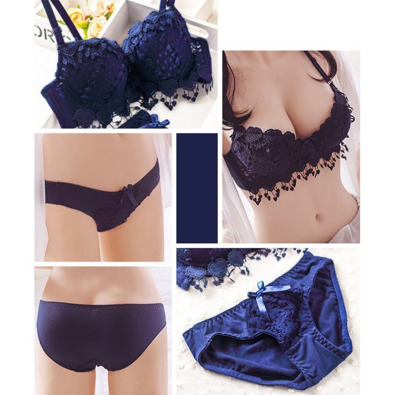 Ensemble soutien-gorge froncé en dentelle sexy