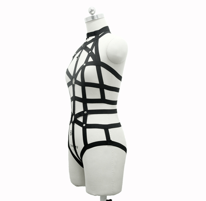 New pastel goth Women bust garterbelt sexy lingerie set gothic bust garterbelt suit neck collar retail
