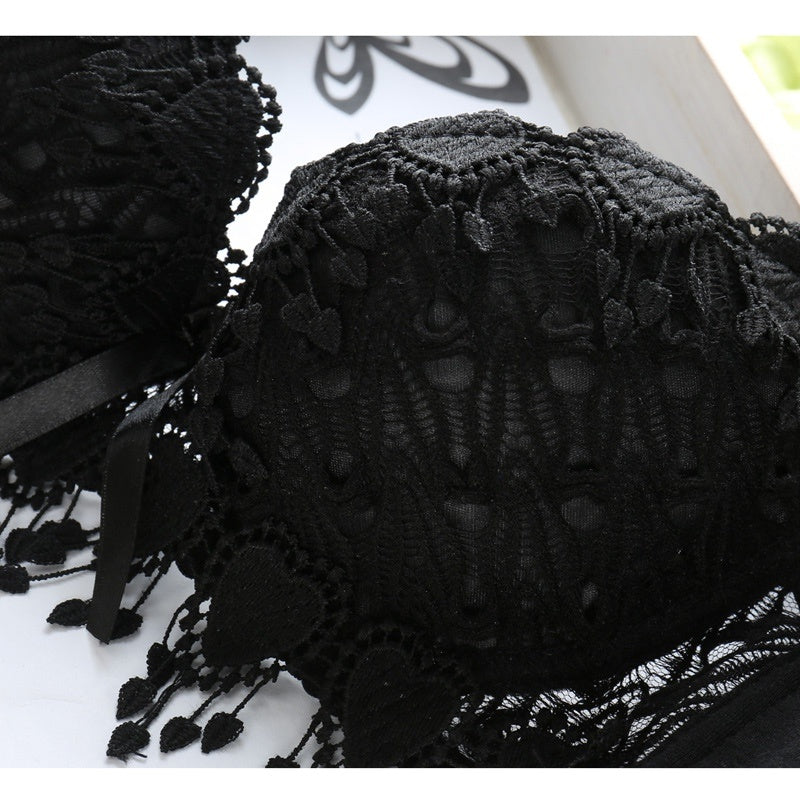 Ensemble soutien-gorge froncé en dentelle sexy