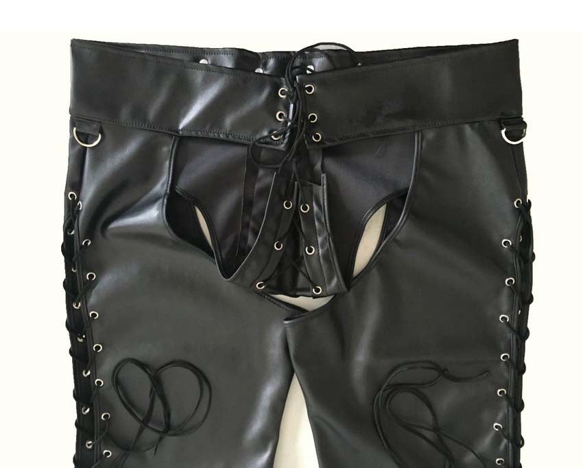 Sexy lingerie men's patent leather men's tights wild leather shorts