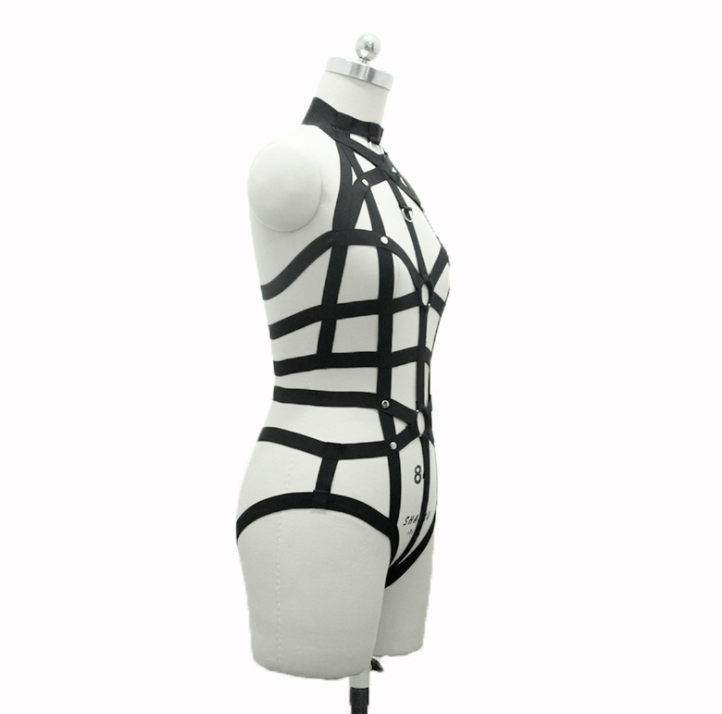 New pastel goth Women bust garterbelt sexy lingerie set gothic bust garterbelt suit neck collar retail
