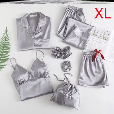 Ensemble sexy sept pièces en soie glacée