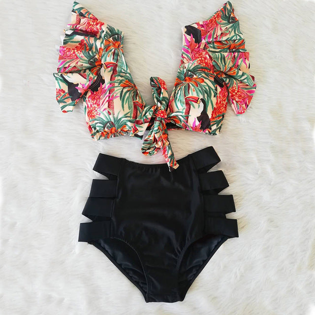 Ensemble bikini sexy 2 pièces taille haute