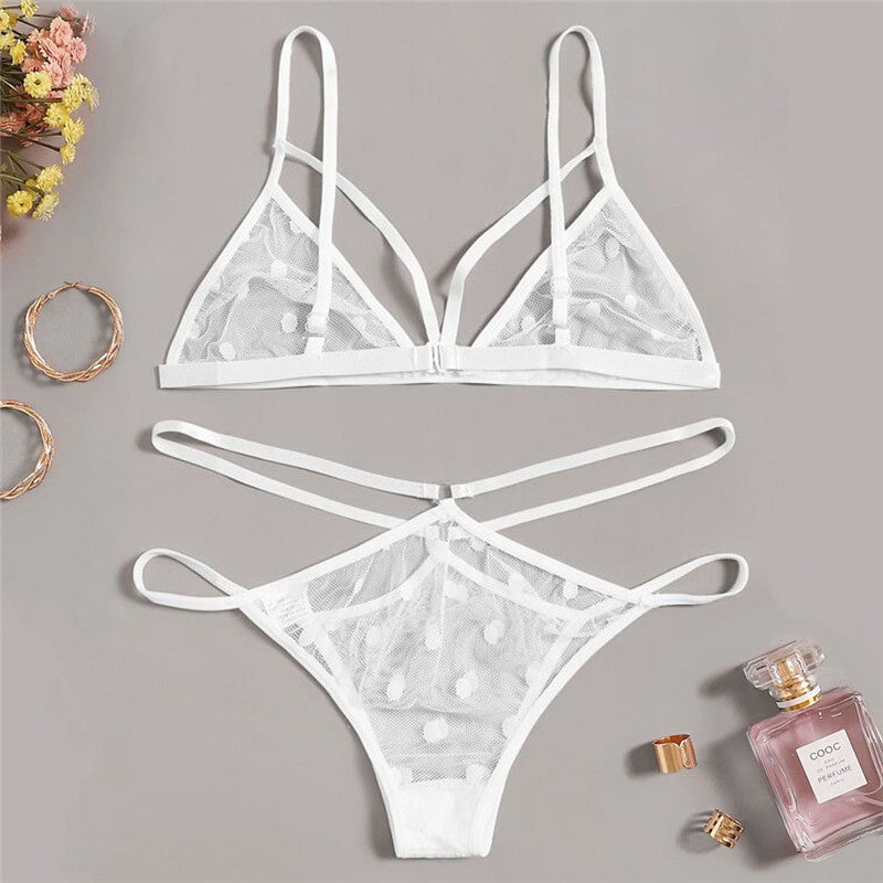 Lencería europea y americana Ropa interior transparente sexy Traje de dos piezas