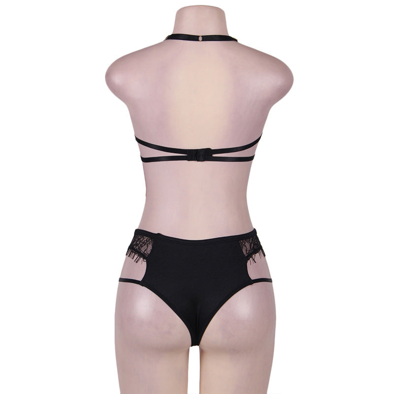 Conjunto de sujetador de tres puntos de encaje sexy de lencería sexy