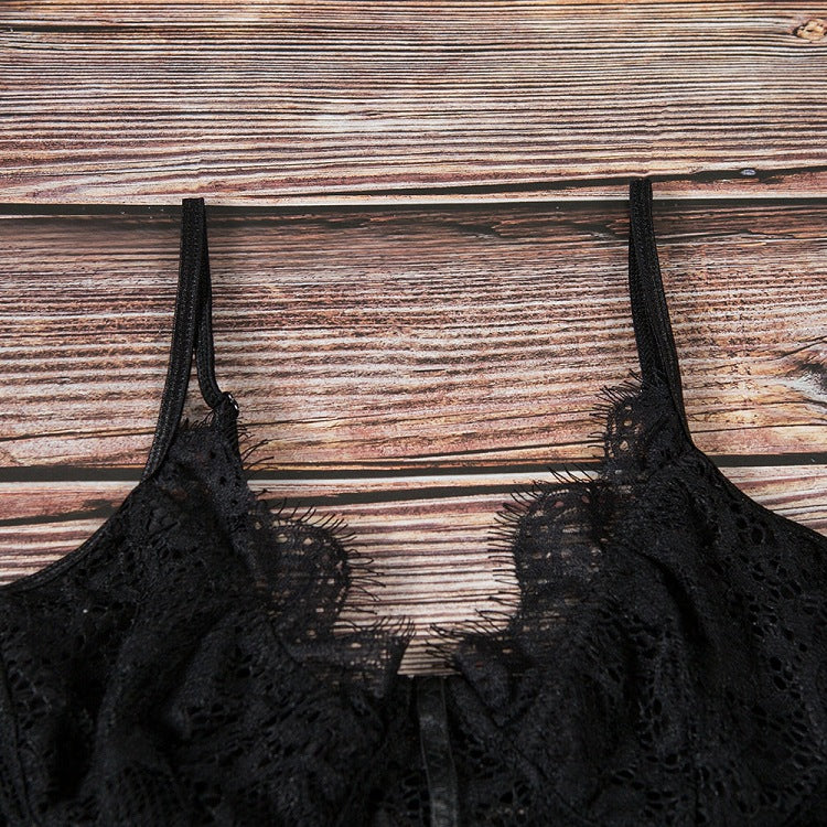 Body sexy en dentelle et cils, soutien-gorge, sous-vêtements, bas