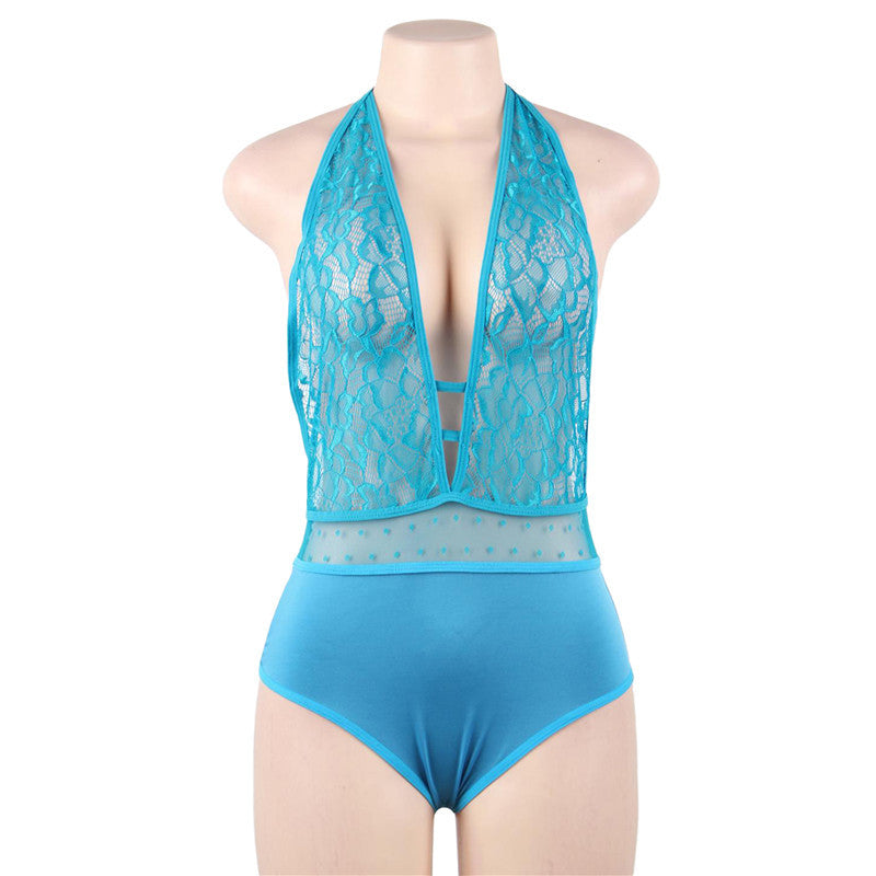Lingerie sexy Pyjama sexy une pièce bretelles suspendues au cou
