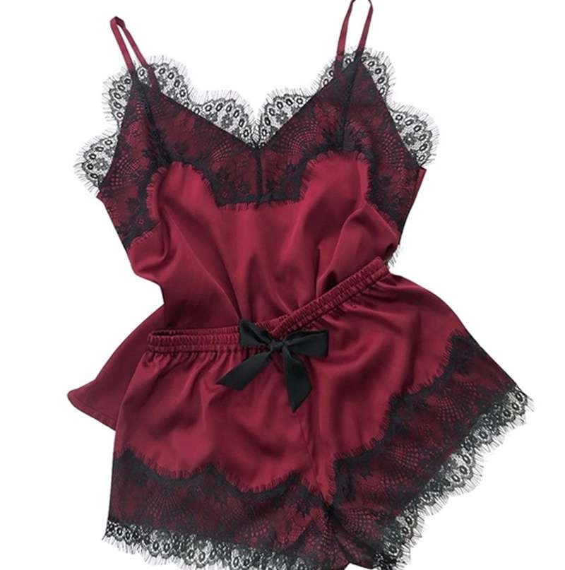 Pyjamas sous-vêtements ensemble de pyjamas sexy à col en V Service à domicile