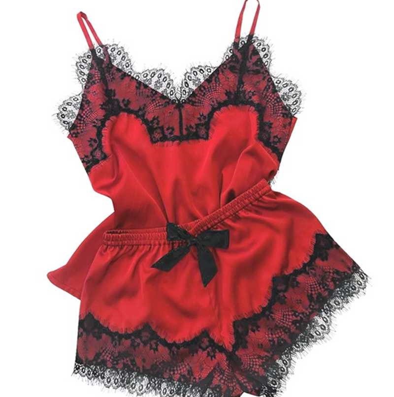 Pyjamas sous-vêtements ensemble de pyjamas sexy à col en V Service à domicile