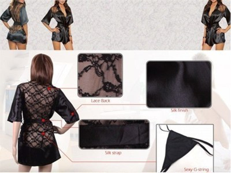 Lingerie sexy femme noir Rose maison chemise de nuit
