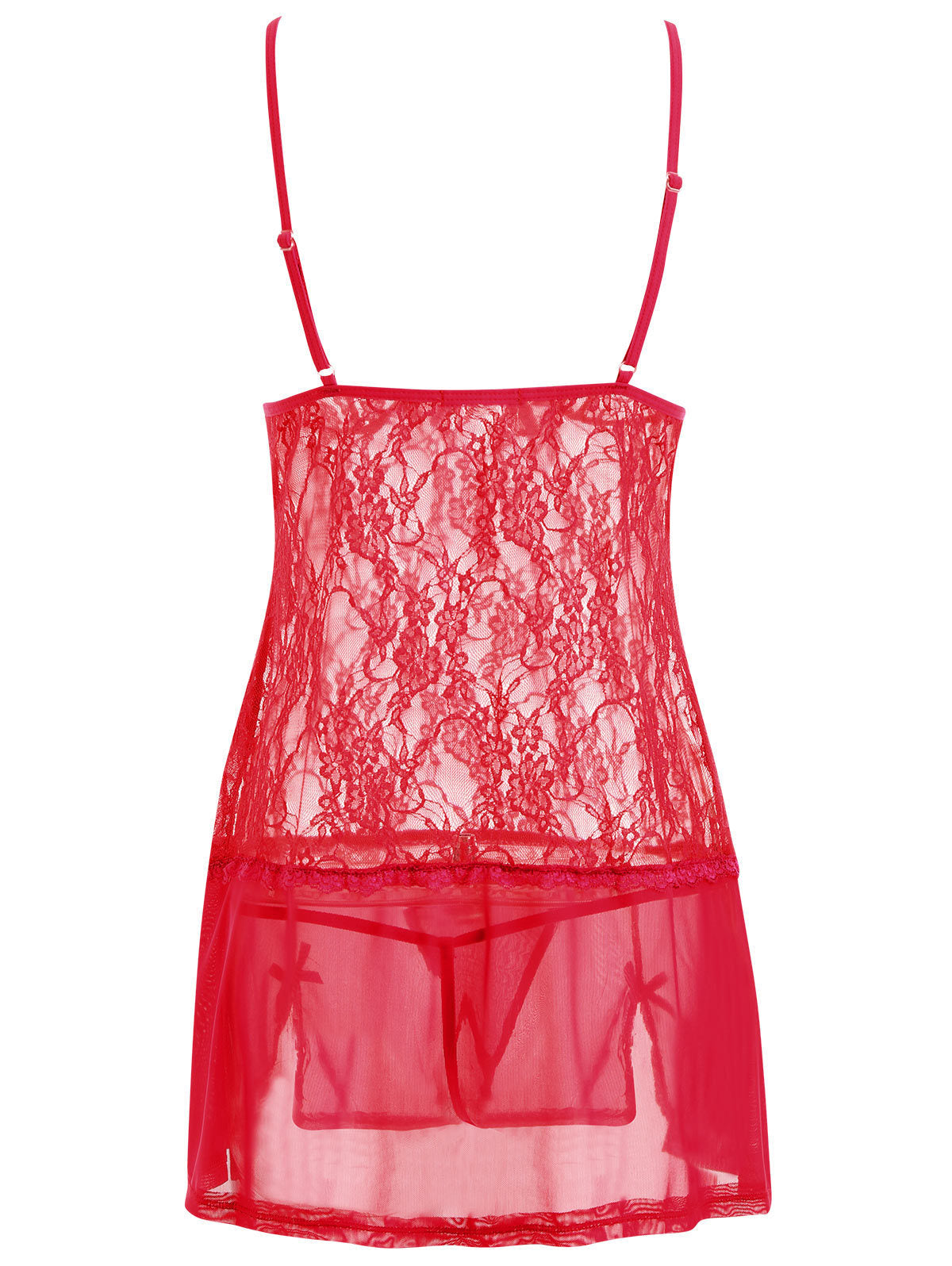Ensemble pyjama sexy avec bretelles en dentelle, chemise de nuit tentation