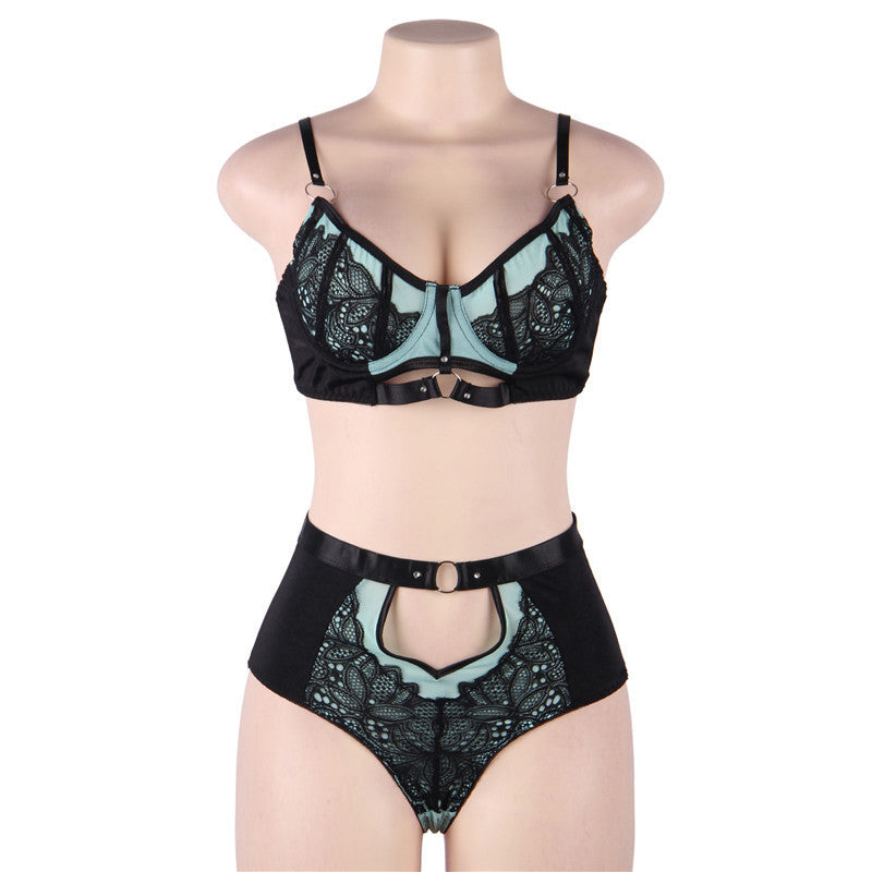Grand ensemble de soutien-gorge sexy en satin rose sexy avec coutures en dentelle