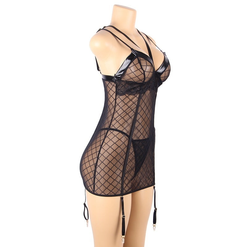 Ensemble de chemise de nuit sexy à la mode avec porte-jarretelles