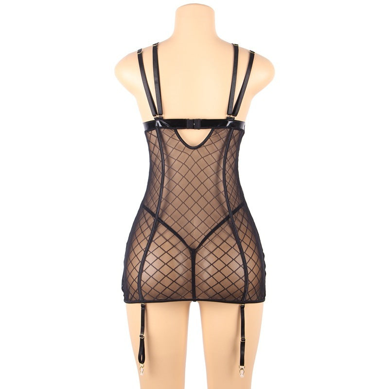 Ensemble de chemise de nuit sexy à la mode avec porte-jarretelles