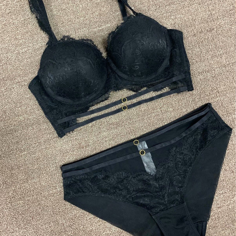 Ensemble de soutien-gorge sexy en dentelle rouge, sous-vêtements à bretelles creuses, année du zodiaque