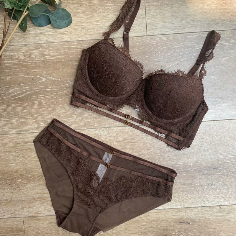 Ensemble de soutien-gorge sexy en dentelle rouge, sous-vêtements à bretelles creuses, année du zodiaque