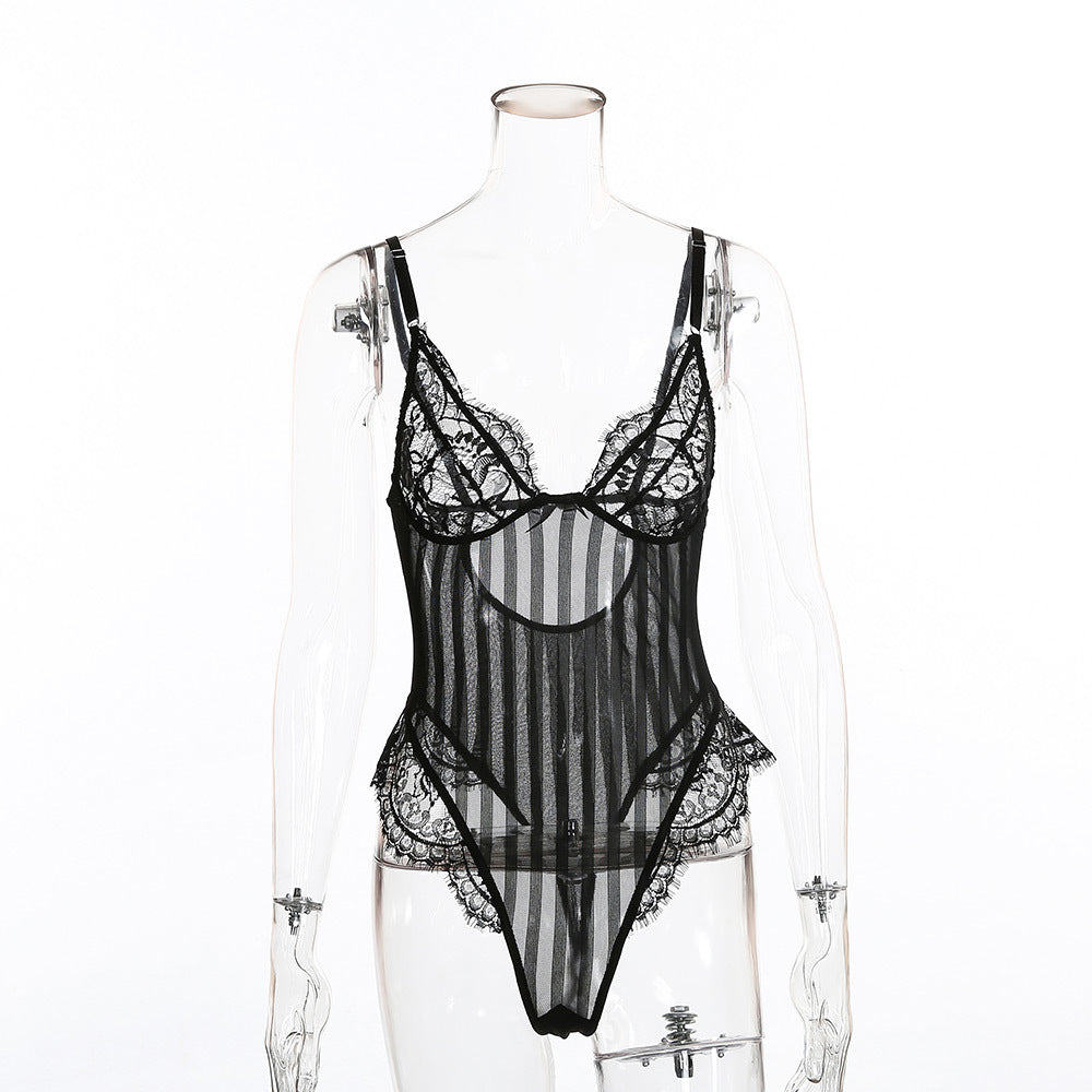 Lingerie Sexy en dentelle pour femmes, commerce extérieur européen et américain, une pièce