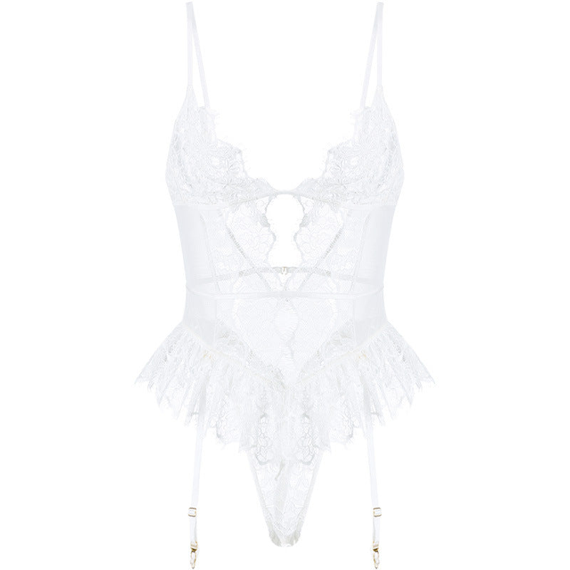 Porte-jarretelles une pièce brodé soluble dans l'eau, Lingerie Sexy pour femmes