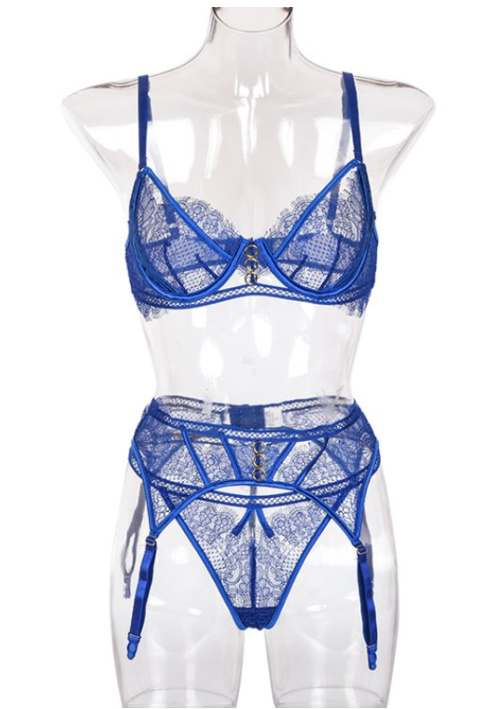 Women's Underwear Gathered Three-Piece Suit With Steel