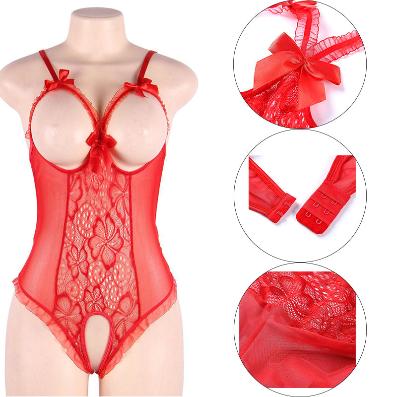 Lencería De Encaje Transparente, Peluche, Gorra Abierta, Pajarita, Sexy, Parte C