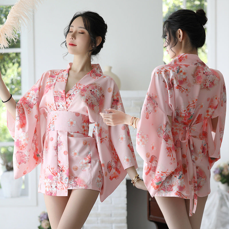 Nuevo Fabricantes de lencería Aexy, lencería Sexy para mujer, traje tipo Kimono estampado japonés nuevos,