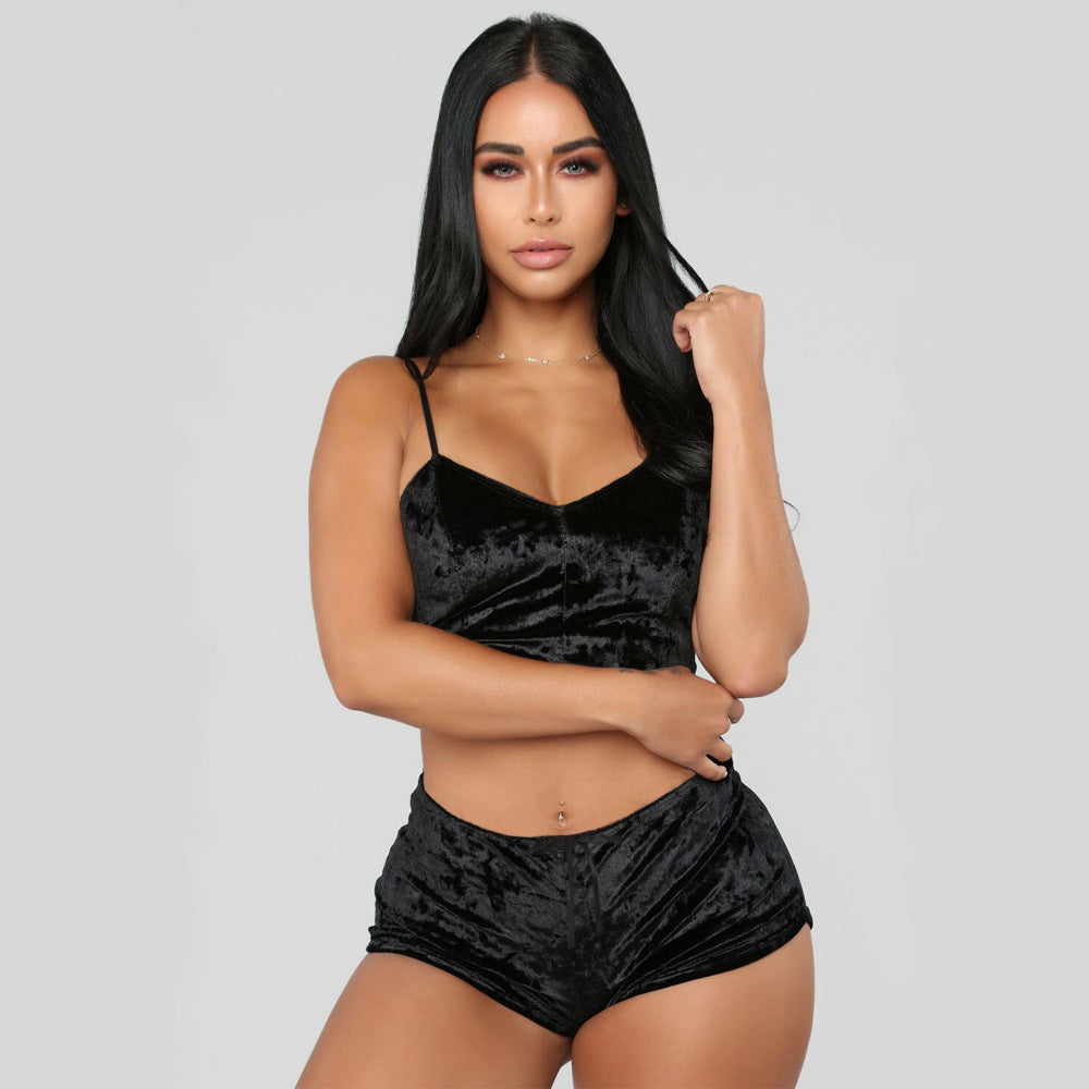Lingerie Sexy européenne et américaine, commerce extérieur, sous-vêtements Slim à col en v, costume deux pièces multicolore, offre spéciale