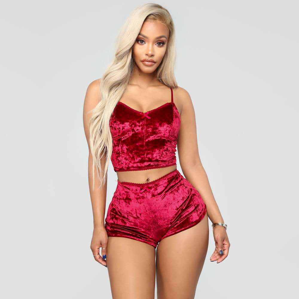 Lingerie Sexy européenne et américaine, commerce extérieur, sous-vêtements Slim à col en v, costume deux pièces multicolore, offre spéciale