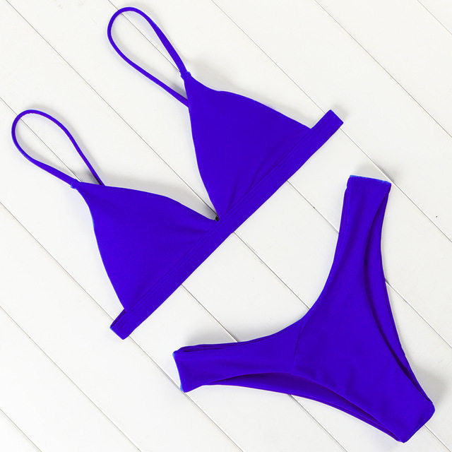 Sexy Swimsuit Monochrome Bikini Mini Tie Dye Push Up Mini Two-Piece Set