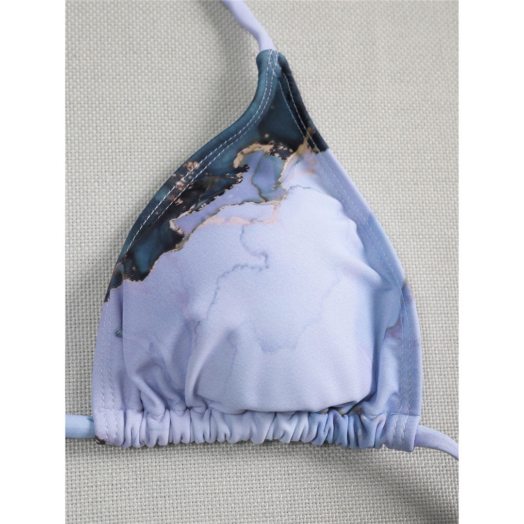 Ensemble trois pièces châle sexy à motif marbré tendance