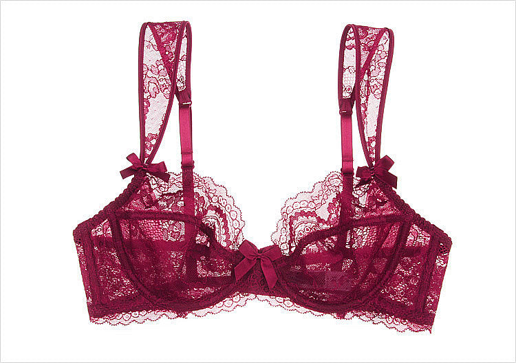 Conjunto de sujetador cómodo transparente de copa fina sexy de encaje europeo y americano 9188