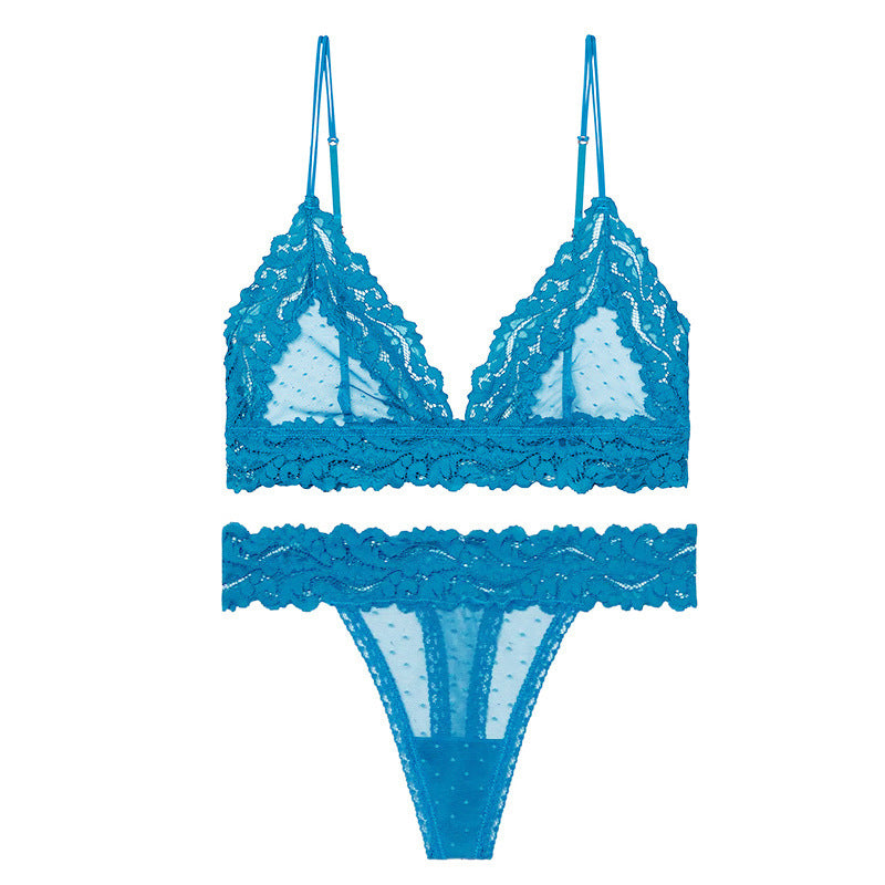 Conjunto de sujetador suave, transpirable, cómodo, con copa triangular, parte de atrás bonita, Sexy, sin anillo de acero