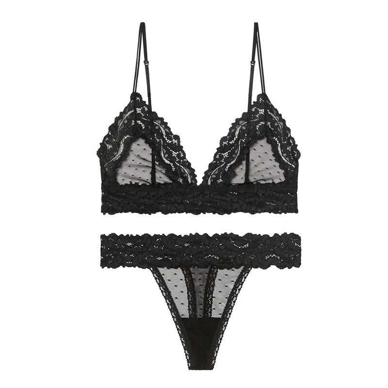 Conjunto de sujetador suave, transpirable, cómodo, con copa triangular, parte de atrás bonita, Sexy, sin anillo de acero