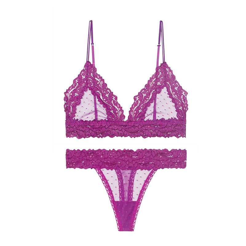 Conjunto de sujetador suave, transpirable, cómodo, con copa triangular, parte de atrás bonita, Sexy, sin anillo de acero